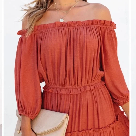 VICI Caught in Your Embrace Rust Maxi Dress - Picture 2 of 5